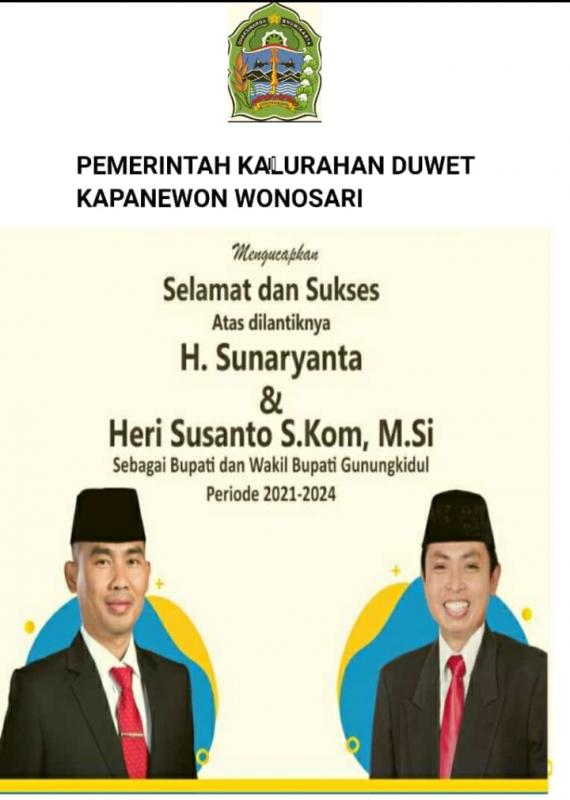 Selamat Dan Sukses Atas Pelantikan Bupati Dan Wakil Bupati Gunun